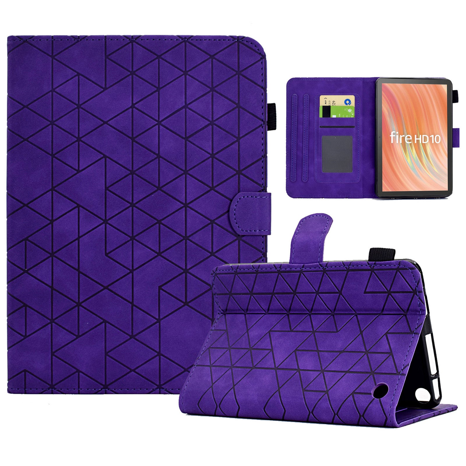 A9 For Amazon Fire HD 10 (2023) Case Card Slots Stand Rhombus Leather Tablet Cover A9 For Amazon Fire HD 10 (2023) Case Card Slots Stand Rhombus Leather Tablet Cover